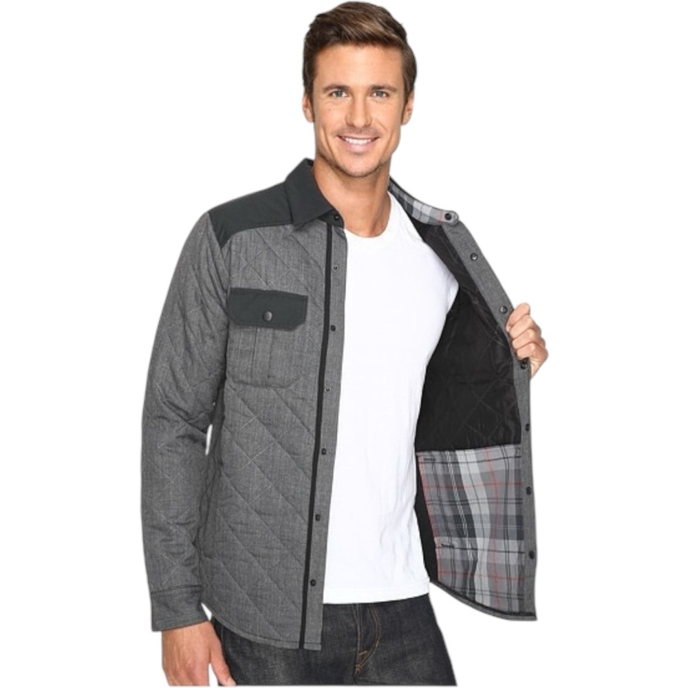 Smartwool Summit County Quilted Merino Shirt Jacket Snap Front Gray Size Medium
